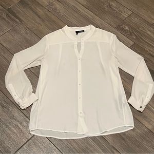 The Kooples Classic White Mandarin Collarless Button Up Long Sleeve blouse M